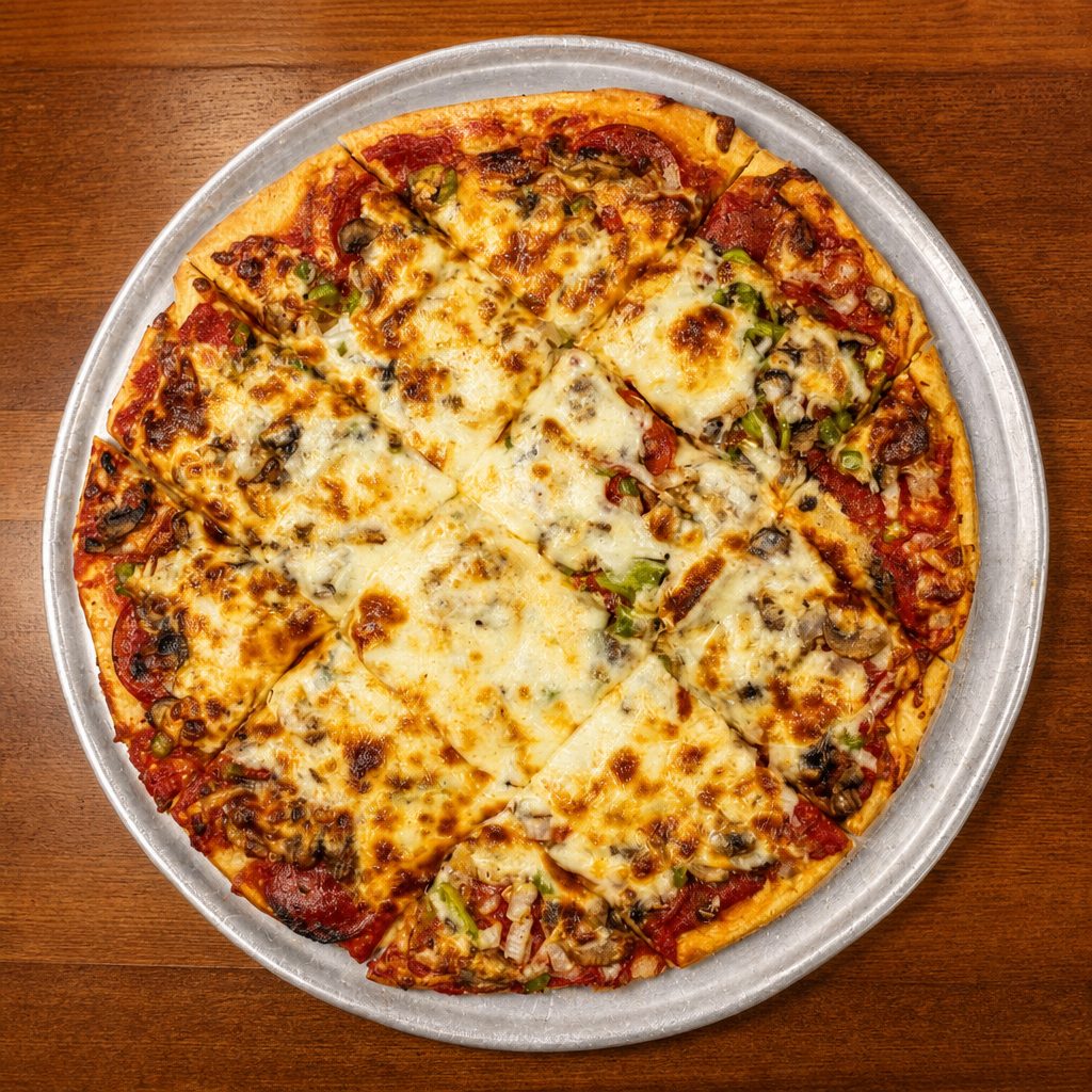 Medium Supreme Thin Crust Pizza.