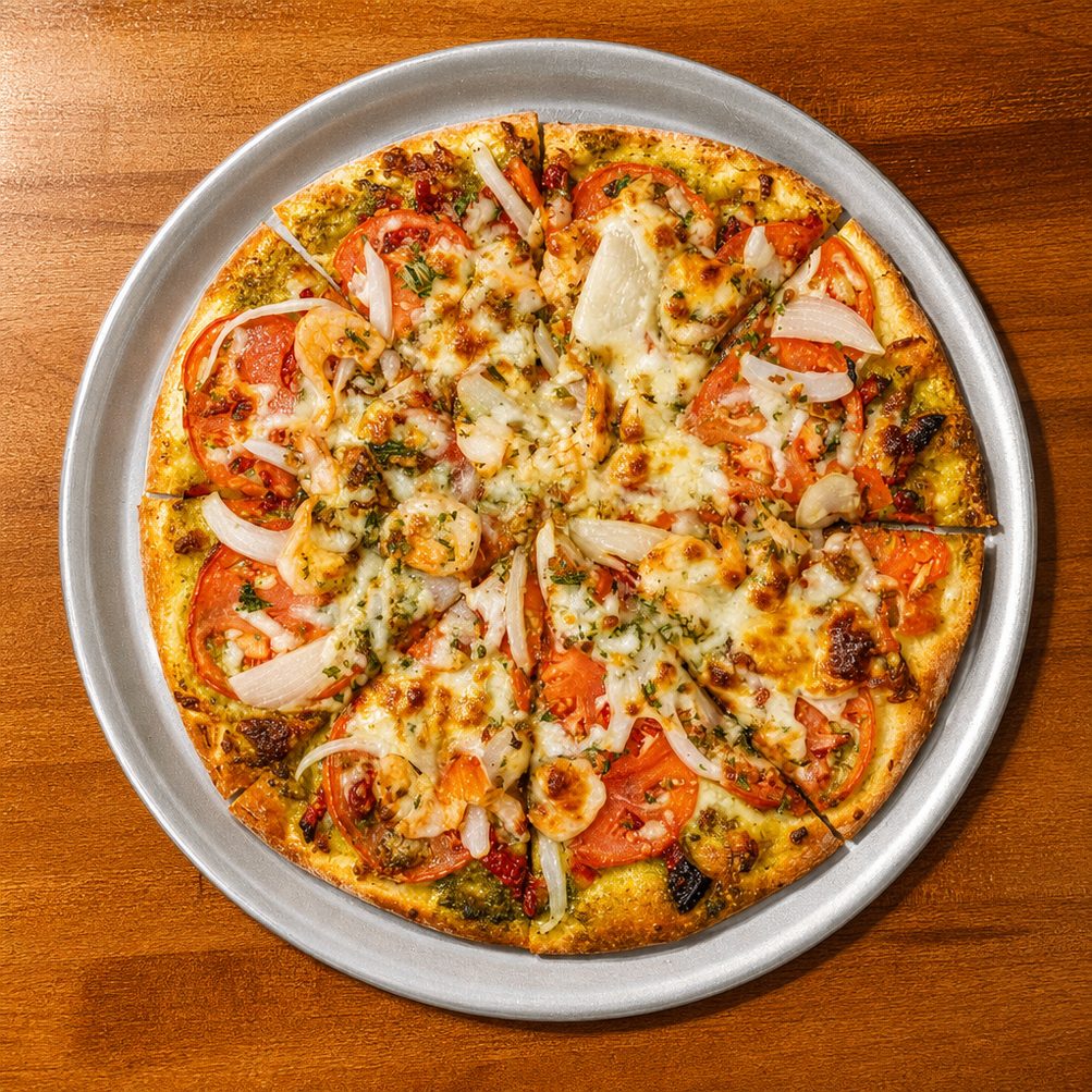 Large Pesto Lovers Pizza.