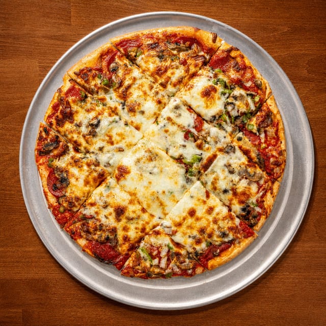 Large Supreme Thin Crust Pizza.
