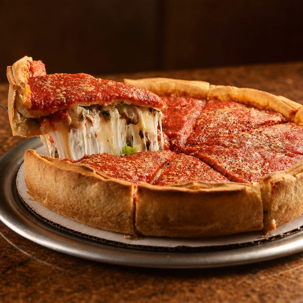 Large Spinach Stuffed Pizza.