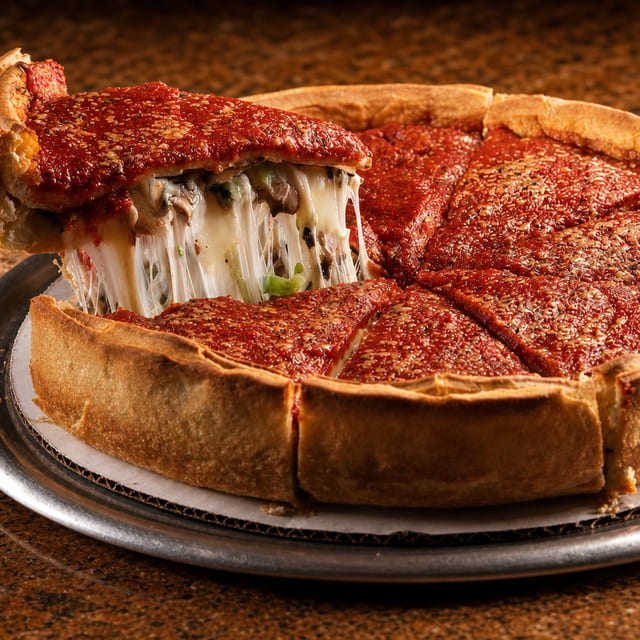 Medium Supreme Stuffed Pizza.