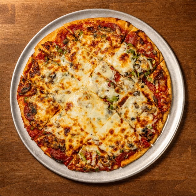 Large Supreme Thin Crust Pizza.