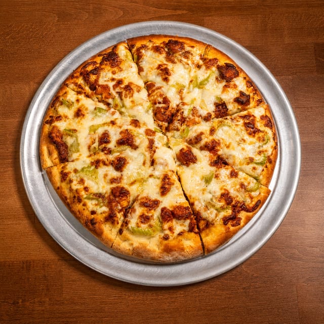 Large Buffalo Chicken Pizza.