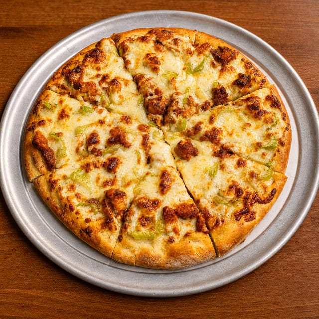 Medium Buffalo Chicken Pizza.