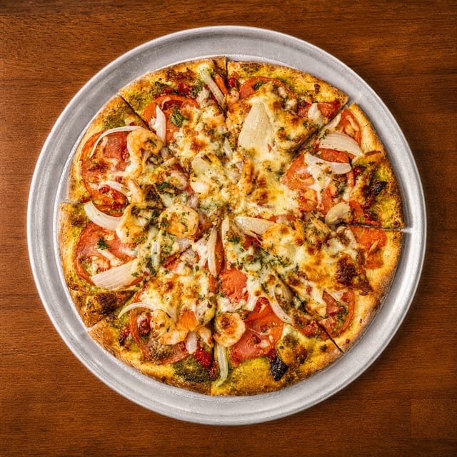 Large Pesto Lovers Pizza.