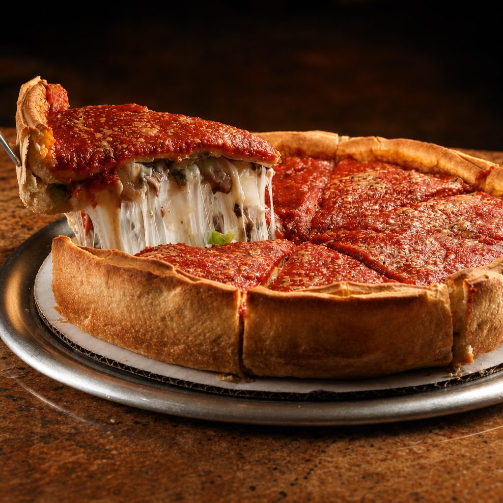 Veggie Stuffed Pizza Medium.