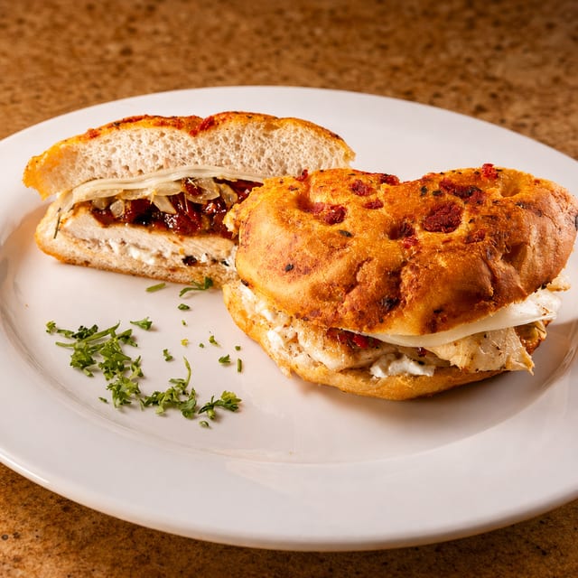 Mediterranean Chicken Focaccia.