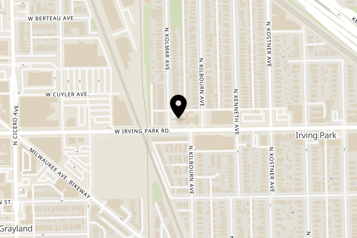 Map showing the location of Chicago's Pizza Old Irving on 4520 W Irving Park Rd in Chicago